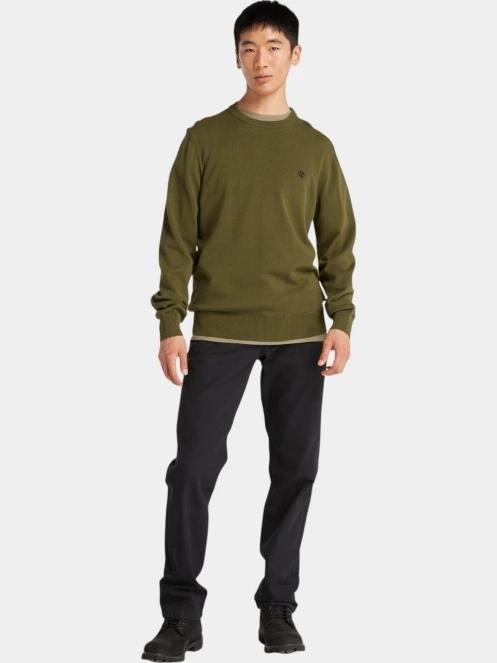 Timberland Cotton Yd Sweater férfi pulóver oliva színben 4