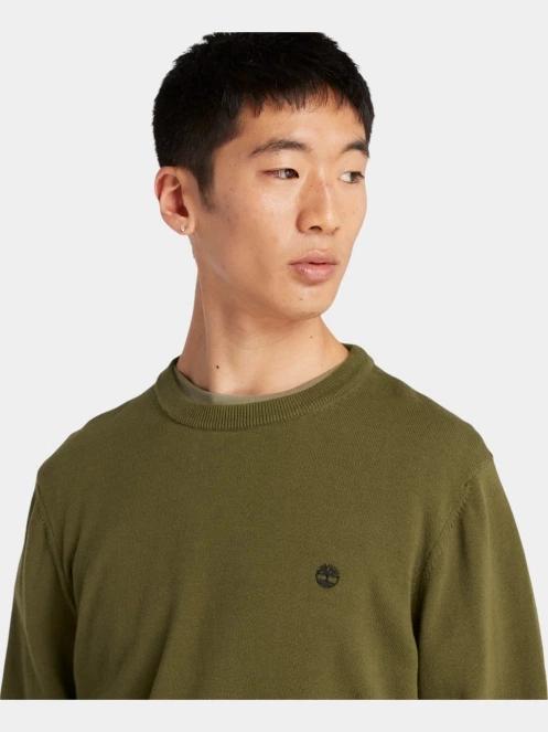 Timberland Cotton Yd Sweater férfi pulóver oliva színben 5