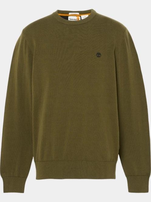Timberland Cotton Yd Sweater férfi pulóver oliva színben 6
