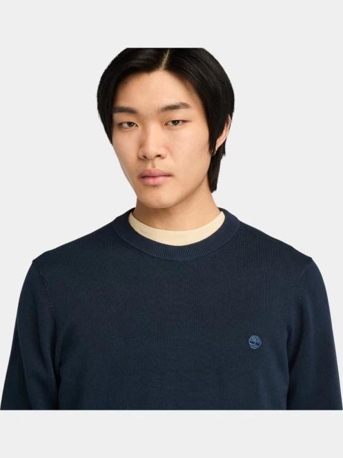 Timberland Cotton Yd Sweater férfi pulóver sötétkék színben 5
