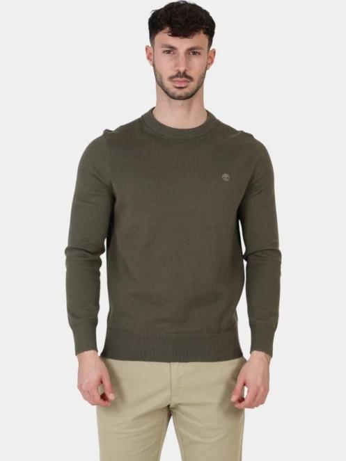 Timberland Cotton YD Sweater férfi pulóver oliva színben 2