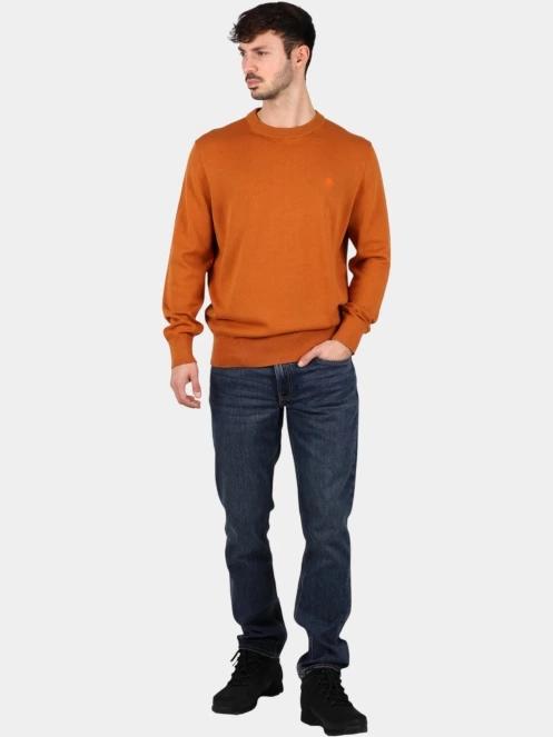 Timberland Cotton Yd Sweater férfi pulóver barna színben 5