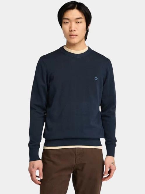 Timberland Cotton Yd Sweater férfi pulóver sötétkék színben 2