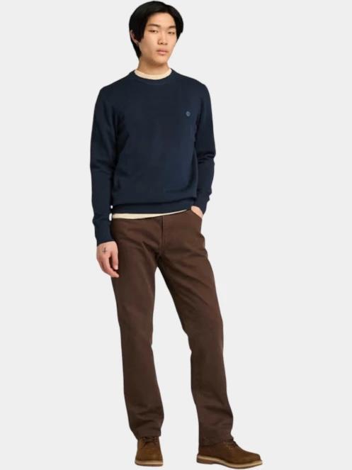 Timberland Cotton Yd Sweater férfi pulóver sötétkék színben 4