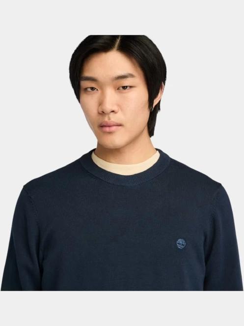 Timberland Cotton Yd Sweater férfi pulóver sötétkék színben 5