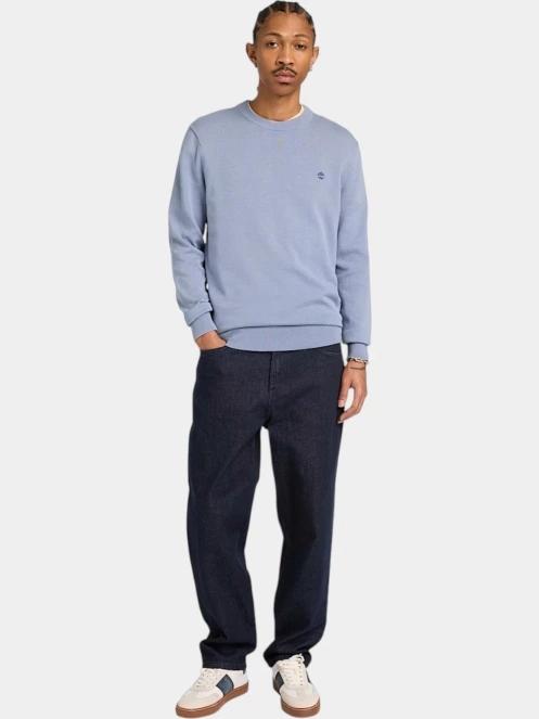 Timberland Cotton YD Sweater férfi pulóver világoskék színben 4