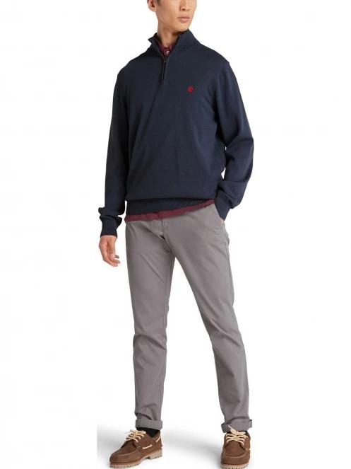 Timberland Cotton Yd 1/4 Zip Sweater férfi pulóver sötétkék színben 5