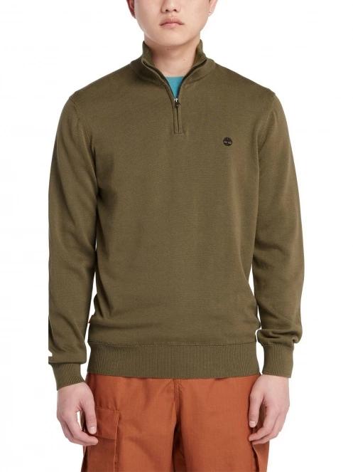 Timberland Cotton Yd 1/4 Zip Sweater férfi pulóver zöld színben 2