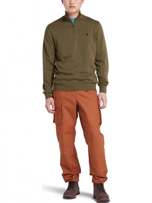 Timberland Cotton Yd 1/4 Zip Sweater férfi pulóver zöld színben 5