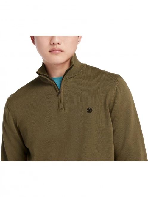 Timberland Cotton Yd 1/4 Zip Sweater férfi pulóver zöld színben 6