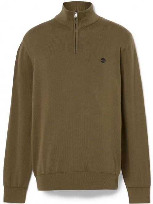 Timberland Cotton Yd 1/4 Zip Sweater férfi pulóver zöld színben 7