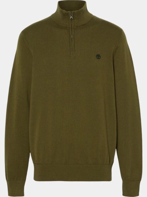 Timberland Cotton Yd 1/4 Zip Sweater férfi pulóver oliva színben 6