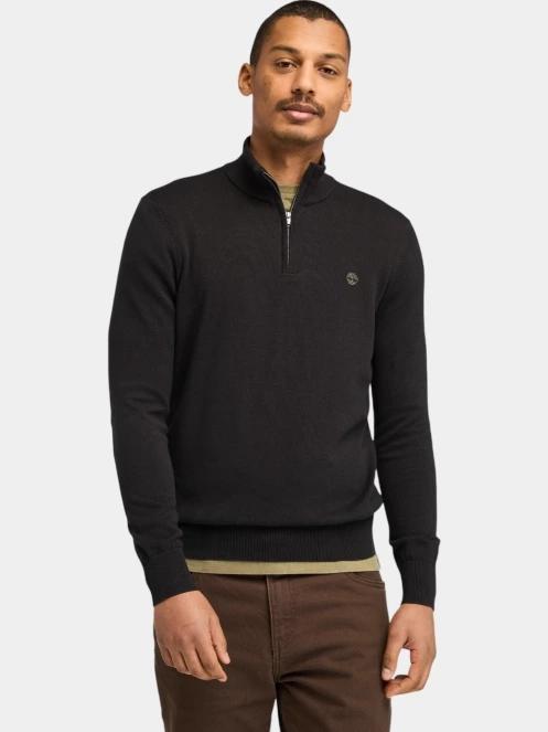Timberland Cotton Yd 1/4 Zip Sweater férfi pulóver sötétkék színben 2