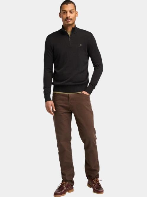 Timberland Cotton Yd 1/4 Zip Sweater férfi pulóver sötétkék színben 4
