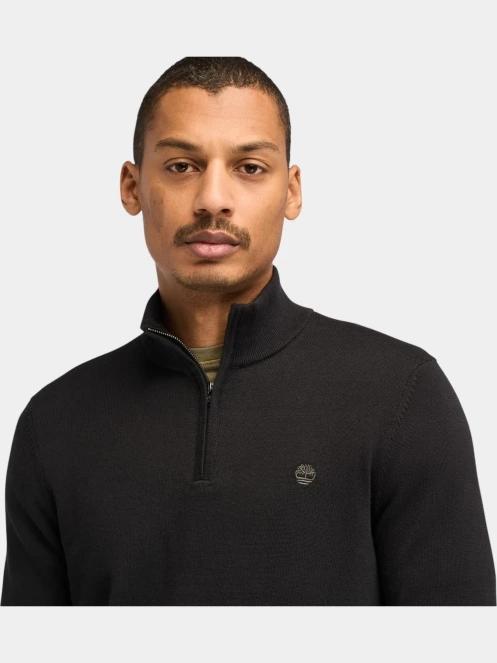 Timberland Cotton Yd 1/4 Zip Sweater férfi pulóver sötétkék színben 5
