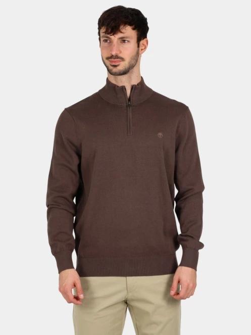 Timberland Cotton Yd 1/4 Zip Sweater férfi pulóver barna színben 2