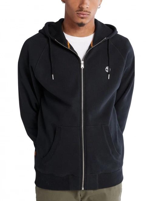Timberland Brushed Back Full Zip Hoodie férfi kapucnis pulóver fekete színben 2