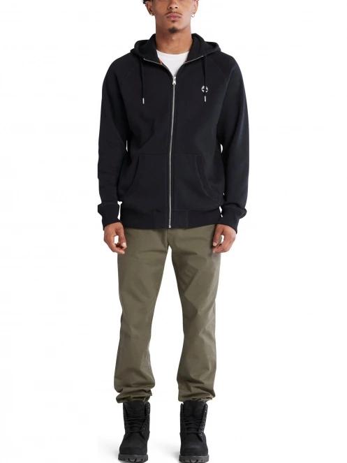 Timberland Brushed Back Full Zip Hoodie férfi kapucnis pulóver fekete színben 5