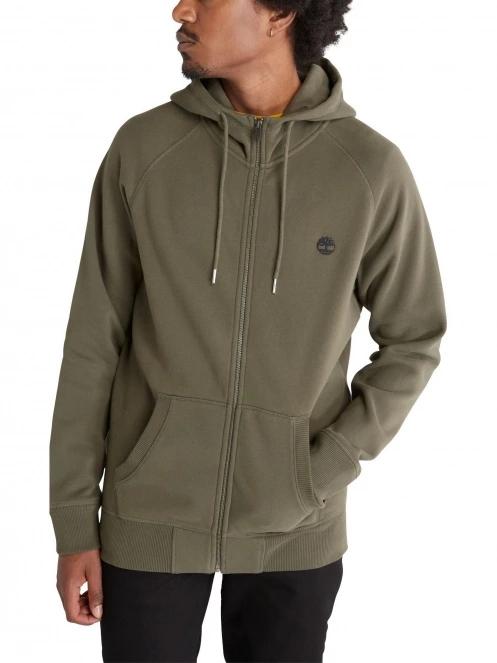 Timberland Brushed Back Full Zip Hoodie férfi kapucnis pulóver zöld színben 2