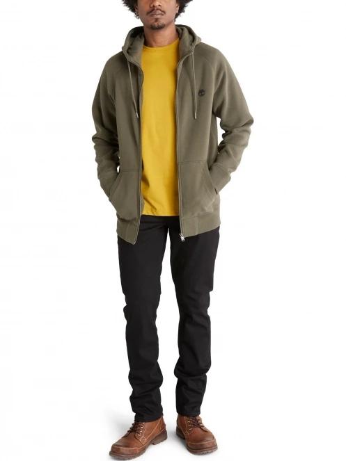 Timberland Brushed Back Full Zip Hoodie férfi kapucnis pulóver zöld színben 5