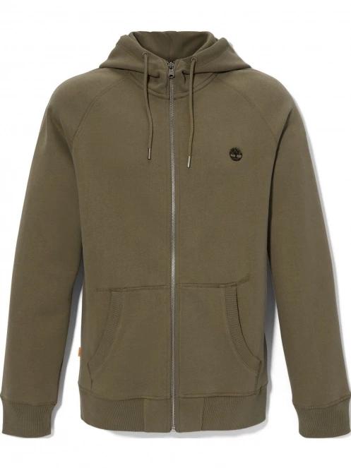 Timberland Brushed Back Full Zip Hoodie férfi kapucnis pulóver zöld színben 7