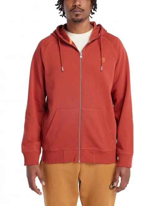 Timberland Brushed Back Full Zip Hoodie férfi kapucnis pulóver piros színben 2