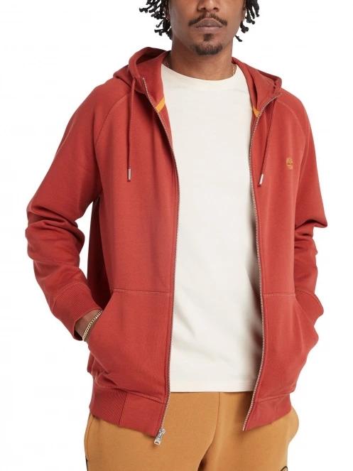 Timberland Brushed Back Full Zip Hoodie férfi kapucnis pulóver piros színben 4