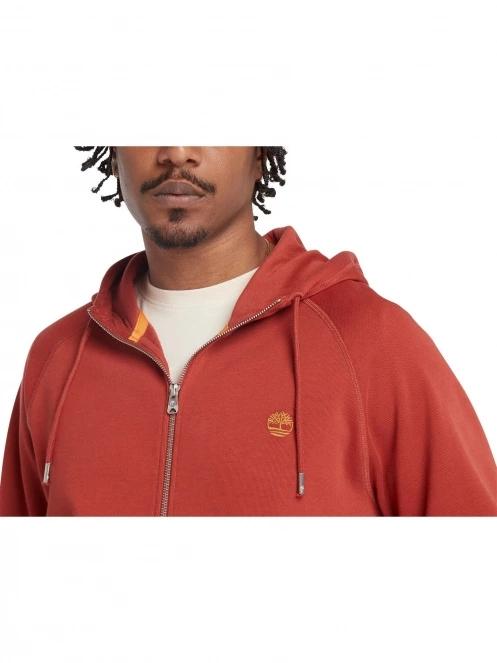 Timberland Brushed Back Full Zip Hoodie férfi kapucnis pulóver piros színben 6