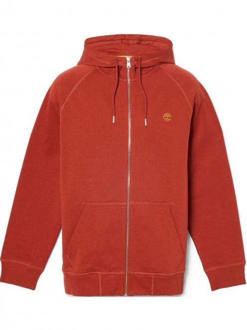 Timberland Brushed Back Full Zip Hoodie férfi kapucnis pulóver piros színben 7