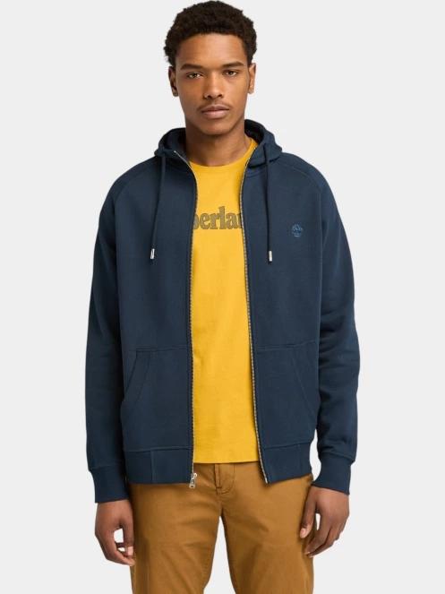Timberland Brushed Back Full Zip Hoodie férfi kapucnis pulóver sötétkék színben 2
