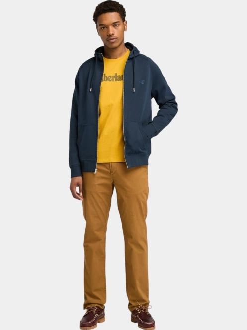 Timberland Brushed Back Full Zip Hoodie férfi kapucnis pulóver sötétkék színben 4