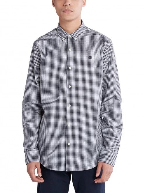 Timberland Micro Gingham Poplin Shirt férfi hosszú ujjú ing sötétkék színben 2