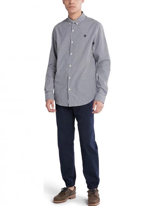 Timberland Micro Gingham Poplin Shirt férfi hosszú ujjú ing sötétkék színben 5