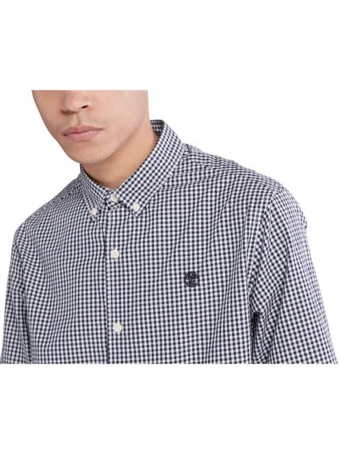 Timberland Micro Gingham Poplin Shirt férfi hosszú ujjú ing sötétkék színben 6