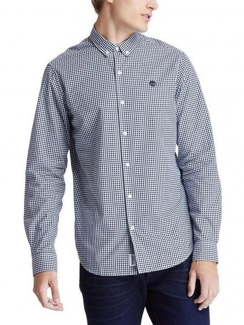 Timberland Micro Gingham Poplin Shirt férfi hosszú ujjú ing kék színben 2