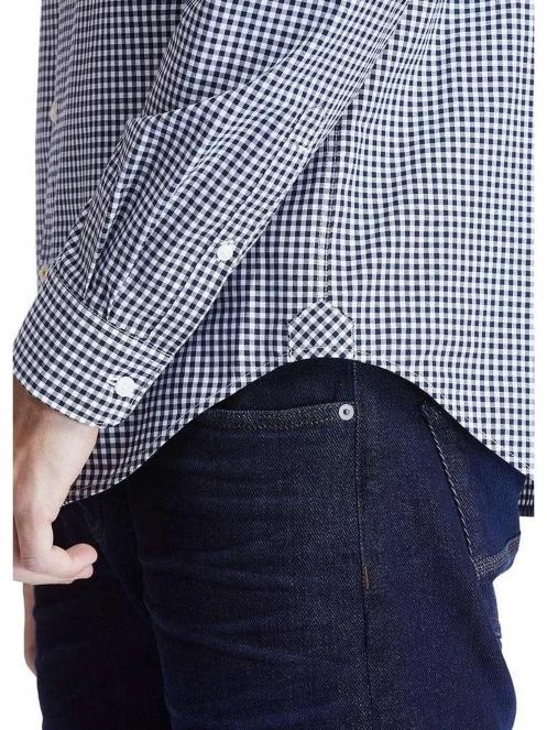 Timberland Micro Gingham Poplin Shirt férfi hosszú ujjú ing kék színben 5