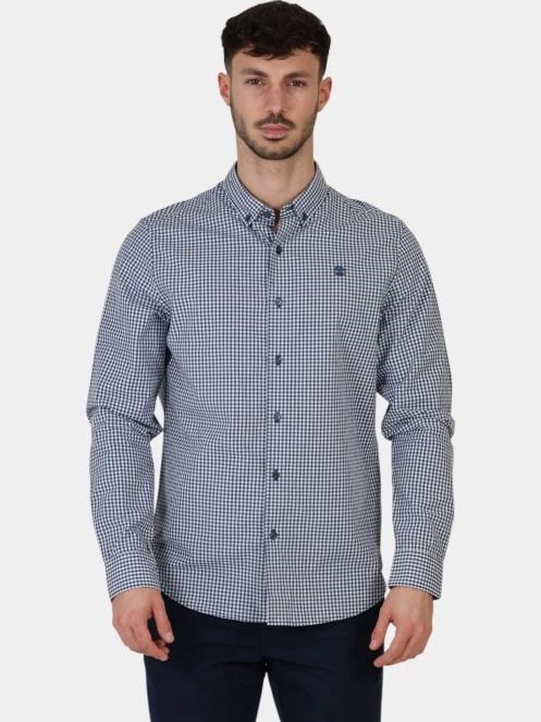 Timberland Micro Gingham Poplin Shirt férfi hosszú ujjú ing világoskék színben 2