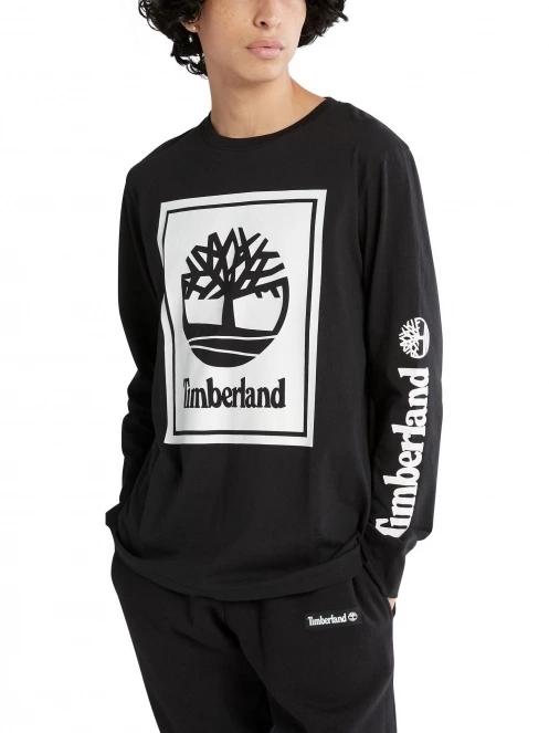 Timberland Ls Front Stack Logo Tee férfi hosszú ujjú póló fekete színben 2