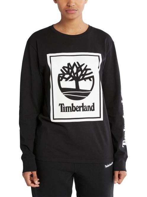 Timberland Ls Front Stack Logo Tee férfi hosszú ujjú póló fekete színben 3