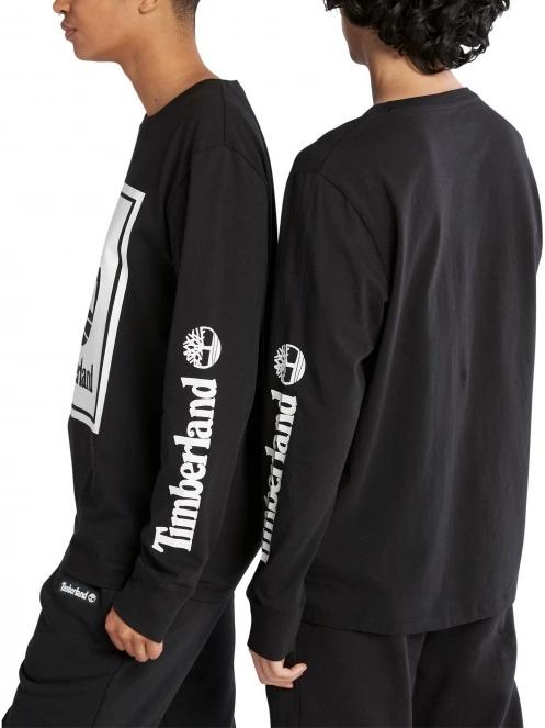 Timberland Ls Front Stack Logo Tee férfi hosszú ujjú póló fekete színben 4