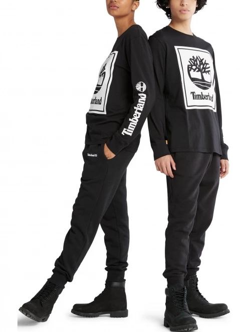 Timberland Ls Front Stack Logo Tee férfi hosszú ujjú póló fekete színben 5