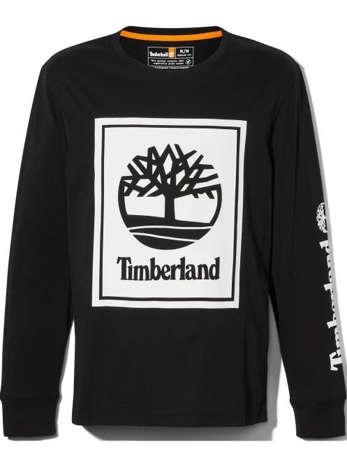 Timberland Ls Front Stack Logo Tee férfi hosszú ujjú póló fekete színben 6