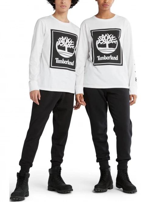 Timberland Ls Front Stack Logo Tee férfi hosszú ujjú póló fehér színben 5