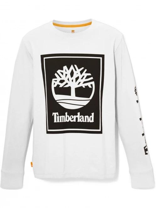 Timberland Ls Front Stack Logo Tee férfi hosszú ujjú póló fehér színben 6