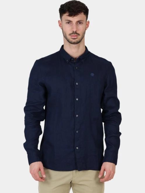 Timberland Linen Shirt férfi hosszú ujjú ing sötétkék színben 2