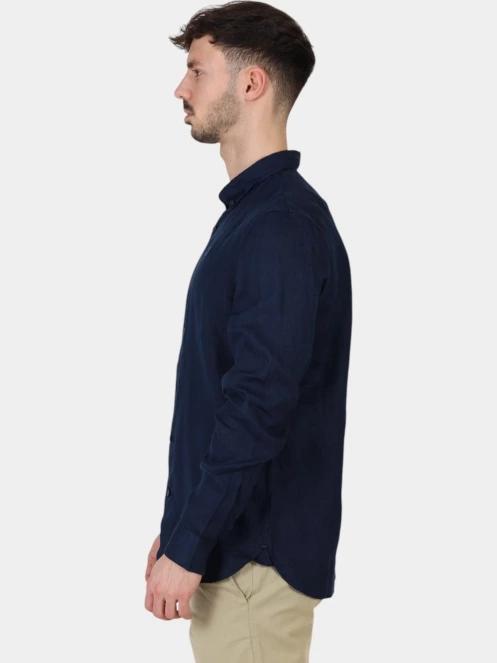 Timberland Linen Shirt férfi hosszú ujjú ing sötétkék színben 3