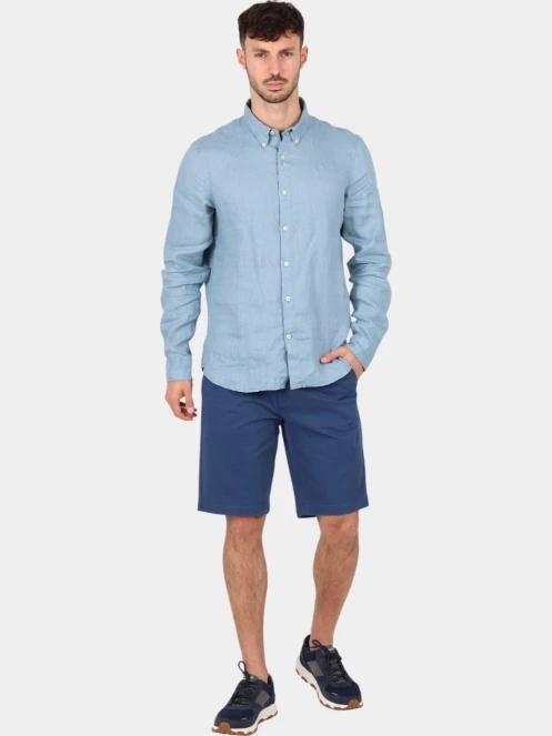 Timberland Linen Shirt férfi hosszú ujjú ing kék színben 5