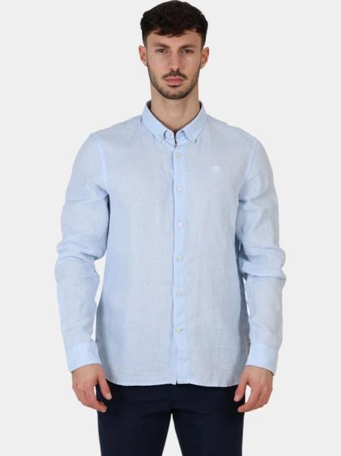Timberland Linen Shirt férfi hosszú ujjú ing világoskék színben 2