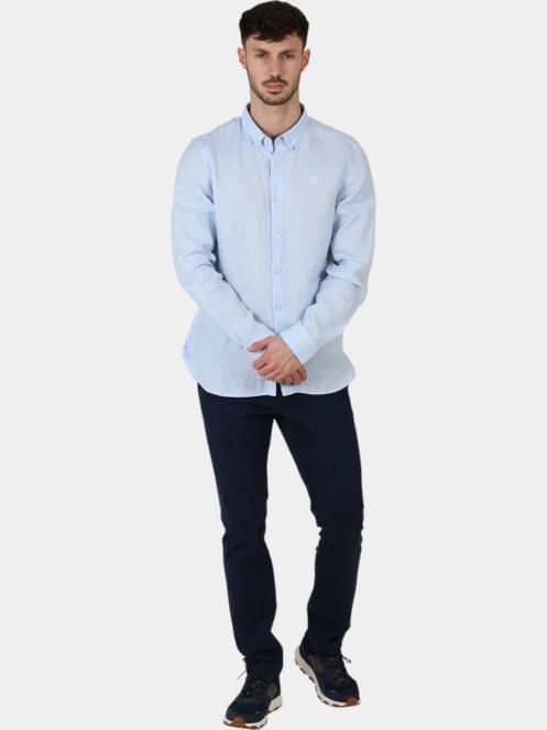 Timberland Linen Shirt férfi hosszú ujjú ing világoskék színben 6