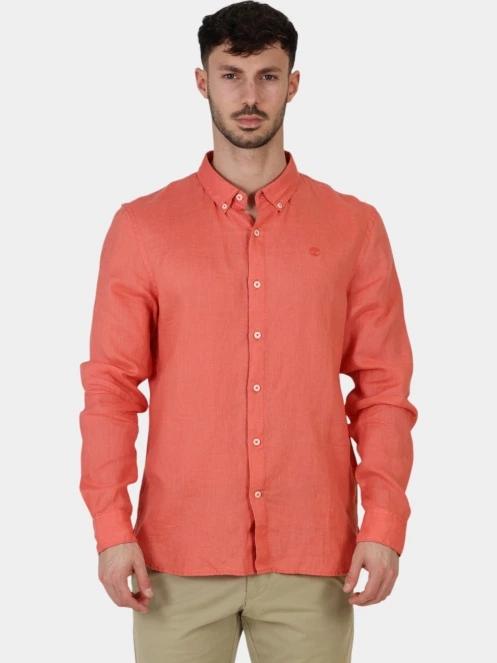 Timberland Linen Shirt férfi hosszú ujjú ing narancssárga színben 2
